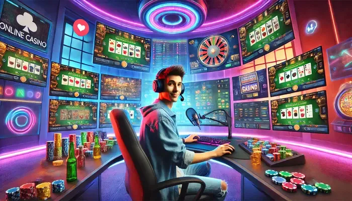 Streamer playing casino game